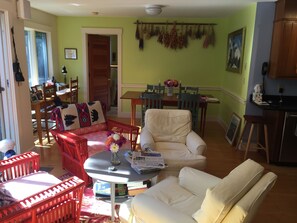 Kitchen- sitting area. Opens to deck