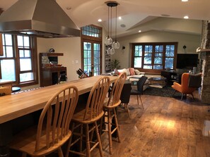 kitchen and sitting room