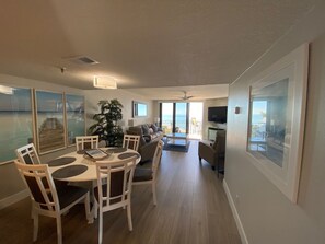 Leading into the dining room/living room area