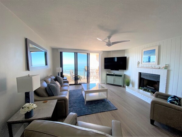Living room with direct view of beach