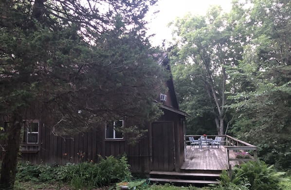 Cabin is at the end of a 1/4 mile driveway, nestled in the woods.