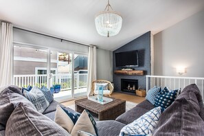 Top level living area with deck