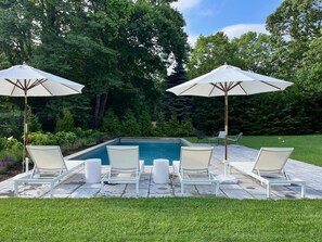 New heated gunite pool w/ retractable cover 