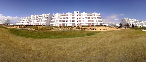 View of apartment from golf course