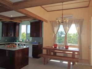Indoor dining and kitchen