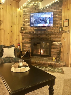 Smart TV and fireplace - unlimited firewood right outside the townhouse door. 