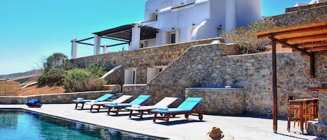 View of the pool and the villa