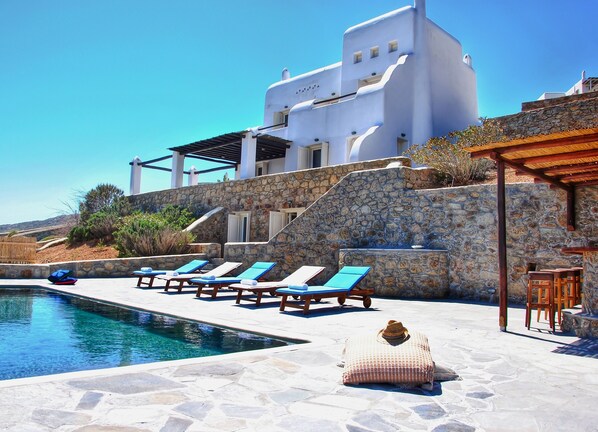 View of the pool and the villa