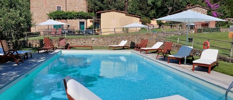 View of the farmhouse from the pool.