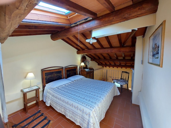 The romantic bedroom in the attic.