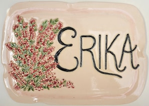 Villa ERIKA:-The outdoor ceramic plate of Villa ERIKA.