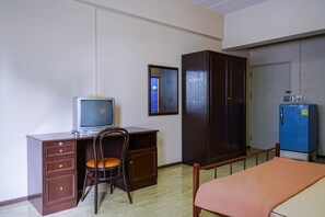 TV can be moved to be a desk space laptop friendly with hi speed WiFi
