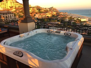 View from the balcony to the east at sunset.