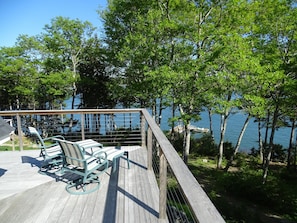 Upper deck seating and water views