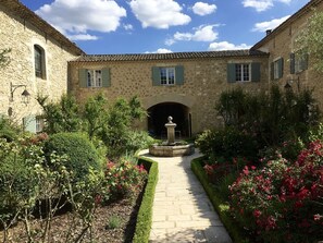 Interior courtyard with running fountain.