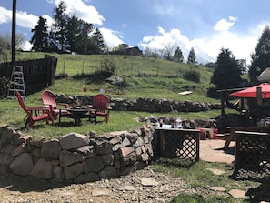 Fire Pit area in backyard.  