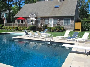 Sublime pool, patio, deck and outdoor shower.