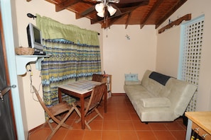 Living/ Dining Room has a double sofa bed