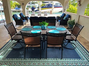 Dining area under the house.