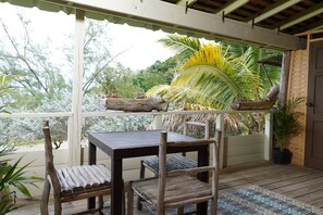 Balcony overlooking the property. 