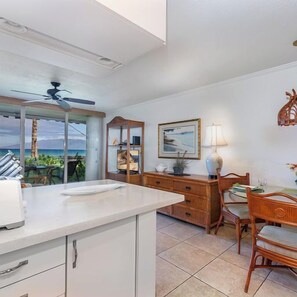 Food prep spot and looking at the ocean
