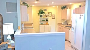 Kitchen open to living area