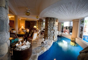 The indoor/outdoor pool