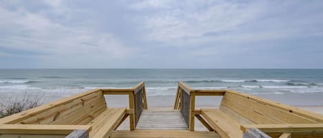 Beach access with bench seating