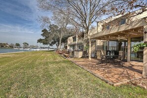 Rear view of patio and marina