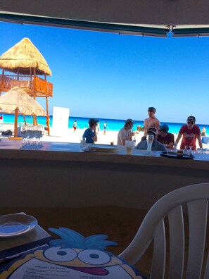 Beach restaurant, you can sit in the sand or not, whichever suits you