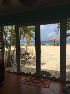 View of the beach from our dining room