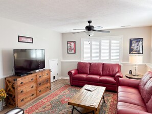 Downstairs rec room has a 55" flat screen HDTV & BlueRay DVD player