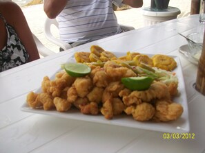 Fresh seafood at nearby restaurants