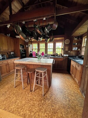 kitchen with center island for cooking and gathering