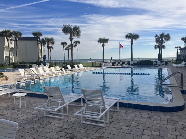 Complex pool area from West toward East