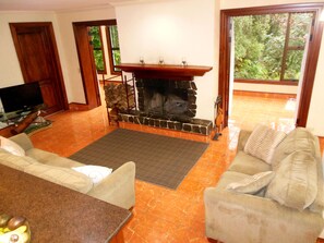 Living Room with Cozy Fireplace