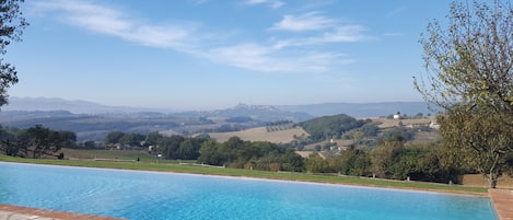 Large infinity pool with stunning views of Todi in the distance (6 kms. away).