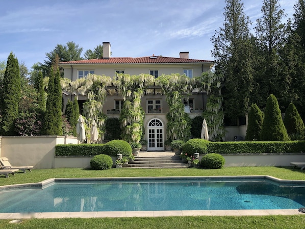 View from south lawn, heated pool (in season)