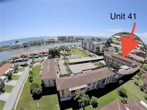 Birds-Eye view of Imperial Point Building V and illustration of Condo Unit 41