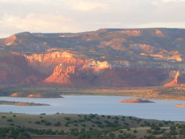 North view: Abiquiu Lake, Ghost Ranch at sunset. 