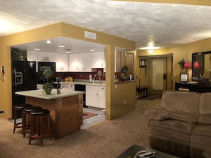 View from living room to front door