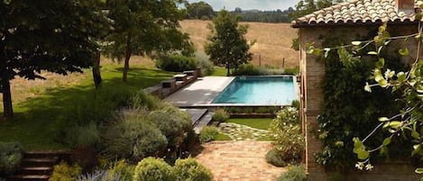 Pool and cottage.