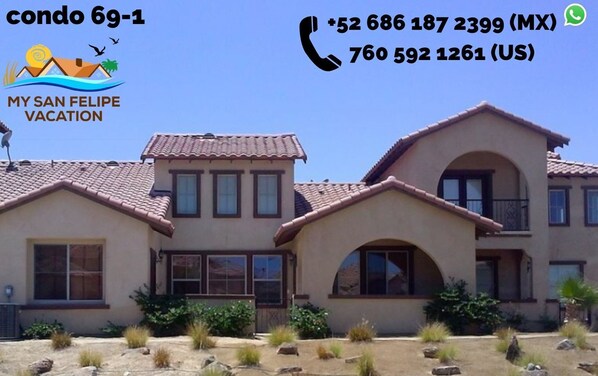 Condo 69-1 two car garage rental condo in El Dorado Ranch, San Felipe - front of the condo