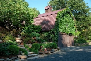 Utility Barn; Steps leading up to Garden Cottage