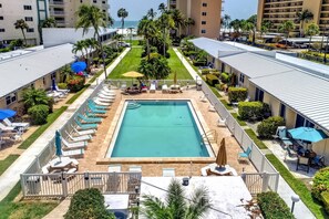 3 pools, shuffleboard and a private beach!!!  (drone photo)
