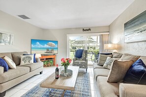 Beautiful new living room with enough seating for 6 people.