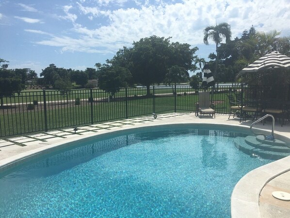 Private pool overlooking the golf course