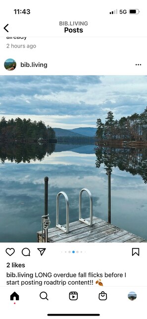 View from the end of the 70' long dock. It has two 20x15 platforms for sunning