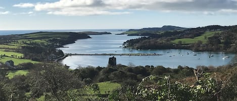 a view of castle haven harbour from a nearby scenic spot popular with walkers