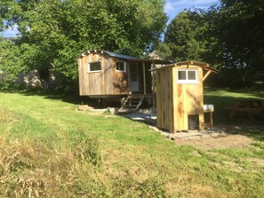 Exterior of the shepherds hut.